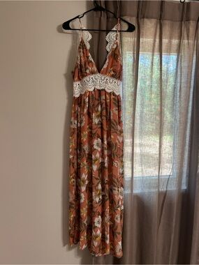 love tree maxi dress Love Tree Dress Womens L Large Green NWT Cute Panel Strapless Maxi Smocked Boho